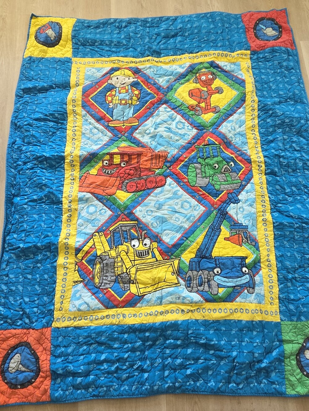 Bob The Builder Kids Blue & Yellow Character Quilt